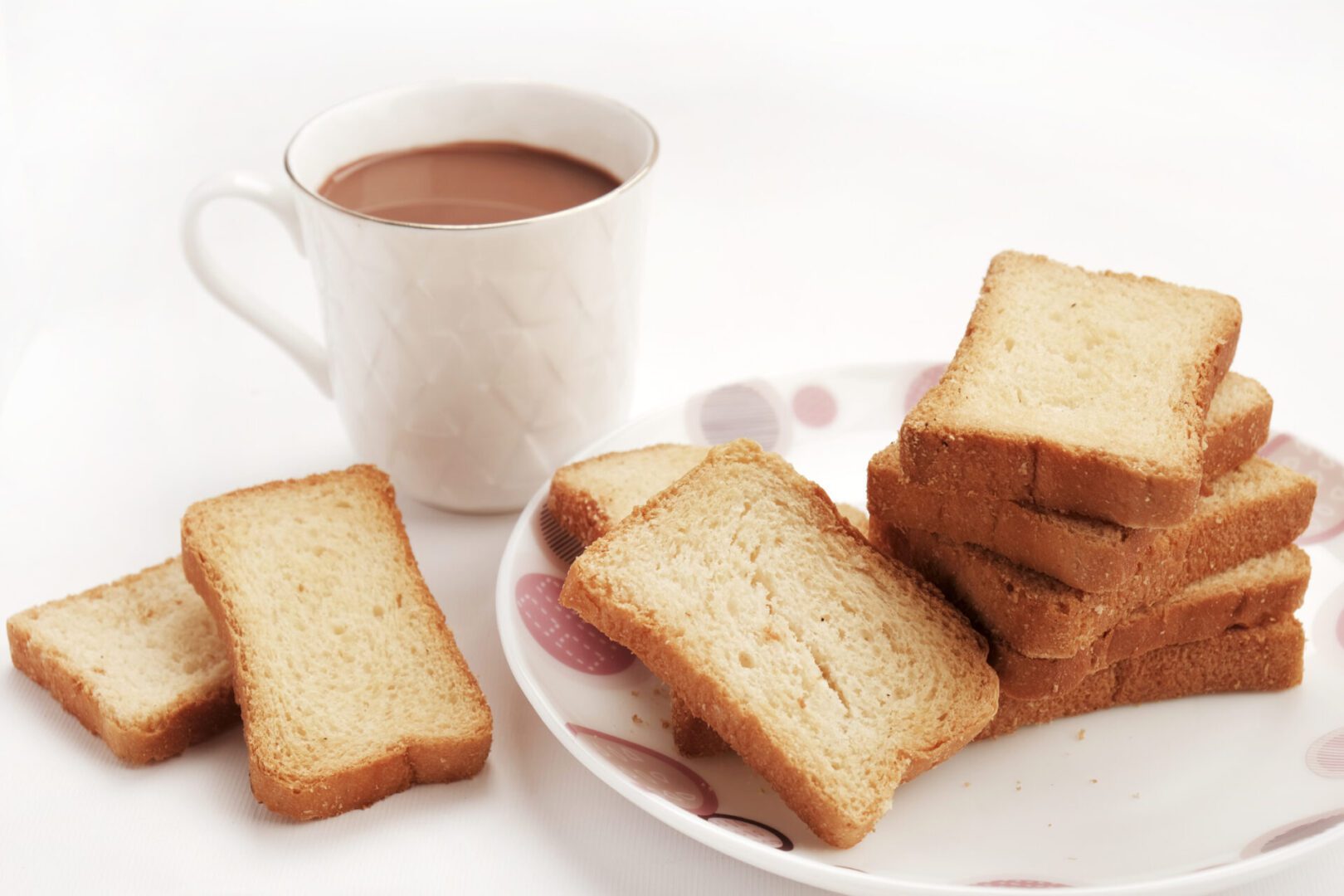 Toast and a cup of hot chocolate.